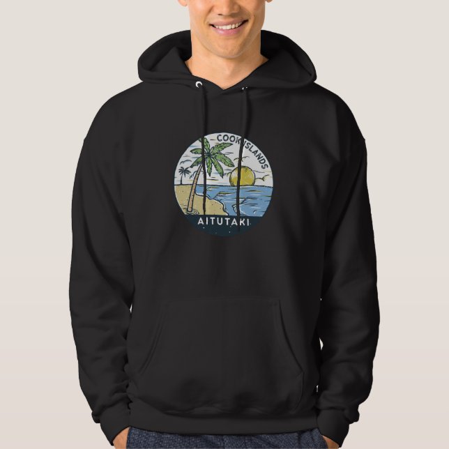Aitutaki Cook Islands Illustrated Ocean Vintage Hoodie (Vorderseite)
