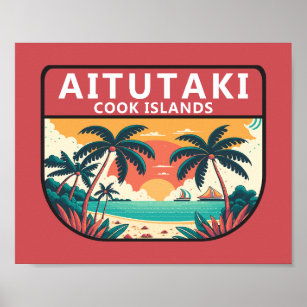 Aitutaki Cook Islands Retro Emblem Poster