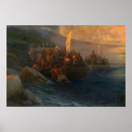 Aivazovsky - Ausschiffung von Christoph Kolumb.. Poster