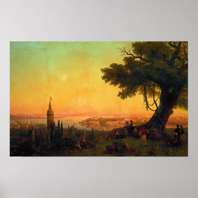 Aivazovsky - Blick auf Konstantinopel durch Abend  Poster (Vorne)
