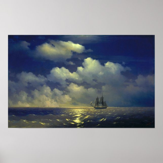 Aivazovsky - Brig Mercury, Sieg über 2 türkische.. Poster (Vorne)