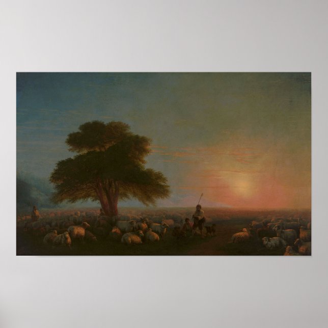 Aivazovsky - Schafhirten mit Schafen Poster (Vorne)