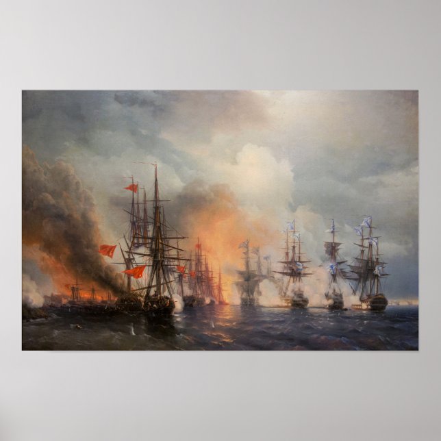 Aivazovsky - Schlacht um Sinope Poster (Vorne)