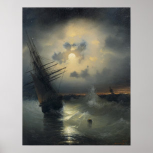 Aivazovsky - Segelschiff auf der Hochsee bei Moo.. Poster