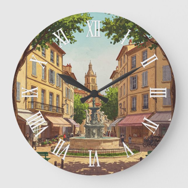 Aix-en-Provence France Travel Große Wanduhr (Vorderseite)