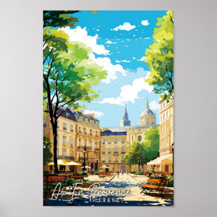 Aix en Provence Frankreich Vintage Reise Illustrat Poster