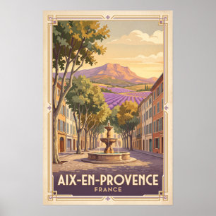 Aix en Provence Frankreich Vintage Retro Reise Poster