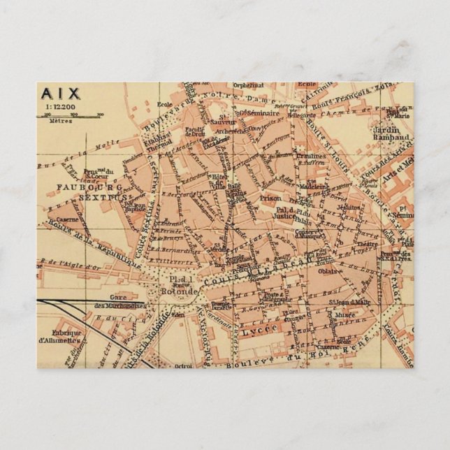 Aix France Vintage Karte Postkarte (Vorderseite)