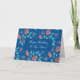 Aiyana Floral Batik Happy Birthday Sister Card Karte