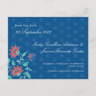 Aiyana floral Batik Wedding Save the Date Card 3