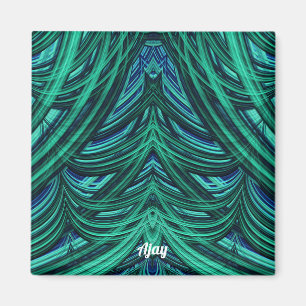 ~ AJAY ~ GORGEOUS! ~ 3D-Fraktal, blaues Grün Magnet
