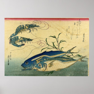 Aji & Ebi - Hiroshige farbenfroher japanischer Fis Poster