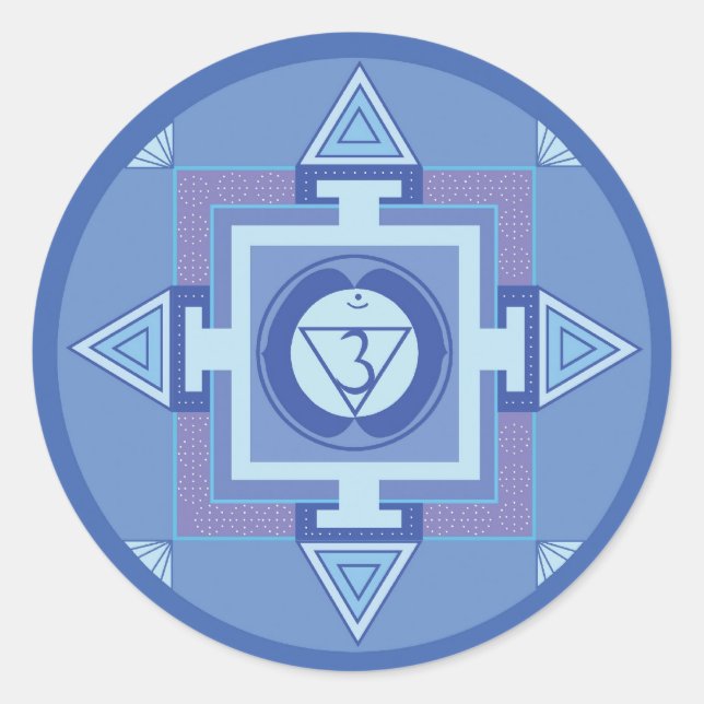 Ajna Chakra Mandala (Third eye chakra) Runder Aufkleber (Vorderseite)