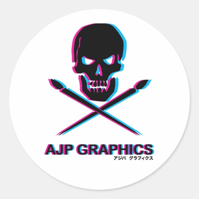 AJP GRAPHICS SKULL 3D-STICKER-SET RUNDER AUFKLEBER (Vorderseite)