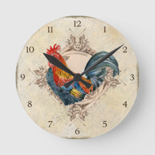 AJR-PAPER-Black-Vintage-Rooster-1b.jpg Runde Wanduhr