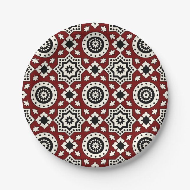 Ajrak-Stammmuster-Platte Pappteller (Vorderseite)