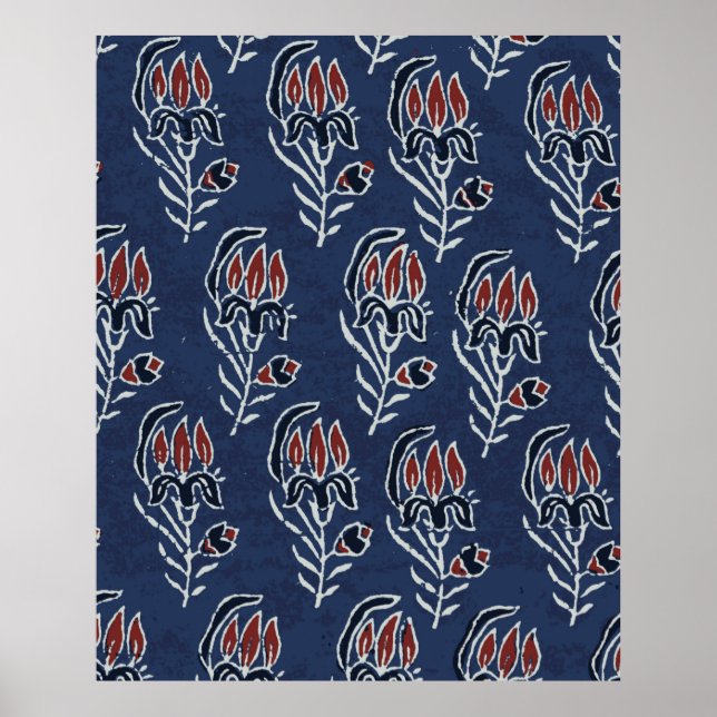 Ajrakh Muster und Blockdruckmuster Muster und Bati Poster (Vorne)