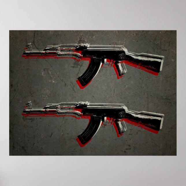 AK47 Sturmgewehr Pop Art Poster (Vorne)