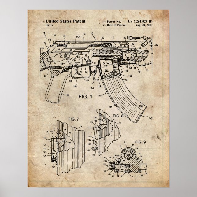 Ak-47 Bolt Locking Patent Poster (Vorne)