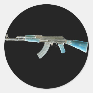 AK-47 Negative Blue Runder Aufkleber
