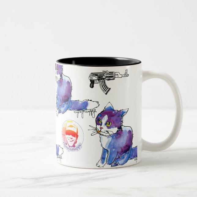 AK-47 Scribbles Mug Zweifarbige Tasse (Rechts)