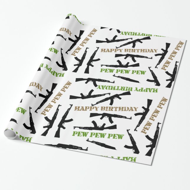 AK-47 Themed Birthday Wrapping Paper Geschenkpapier (Ungerollt)