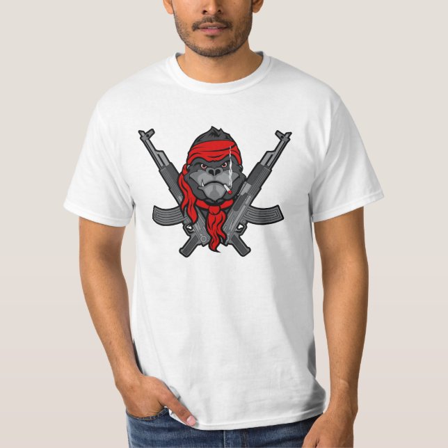 AK-47gorillarebell-Kämpfer-Cartoon T-Shirt (Vorderseite)