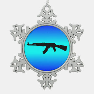 AK-47Silhouette Schneeflocken Zinn-Ornament