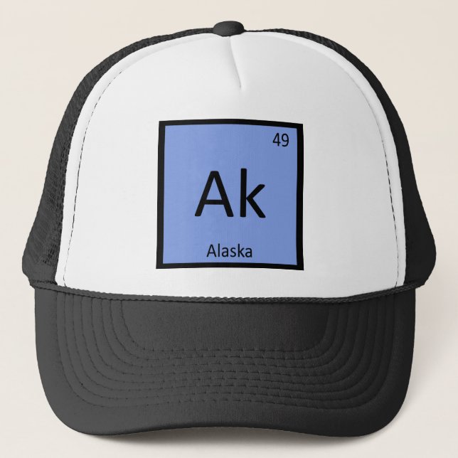 Ak - Alaska Staat Chemistry Periodic Table Symbol Truckerkappe (Vorderseite)