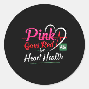 Aka Pink Goes Red Herzgesundheits-Bewusstseins-Kos Runder Aufkleber