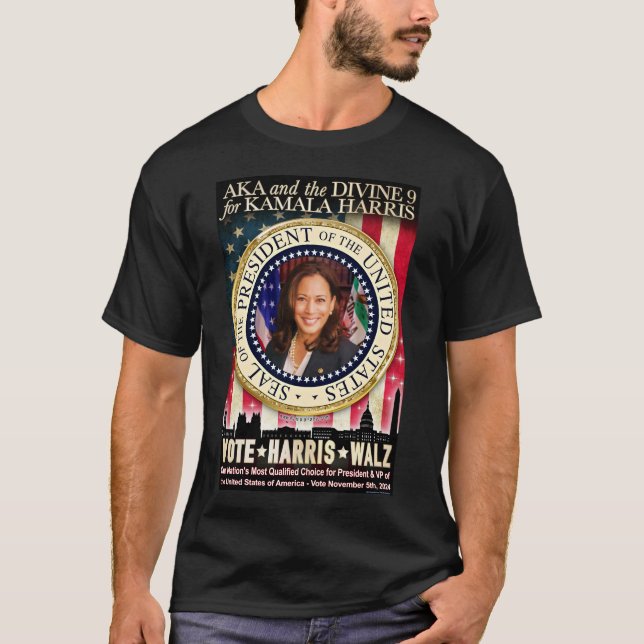 AKA & the Divine Nine for Kamala Harris T-Shirt (Vorderseite)