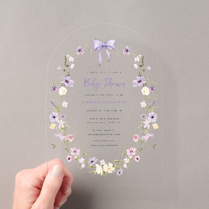 Akademische Wildblumen-Torbogen-Baby-Shower-Einlad Acryleinladungen
