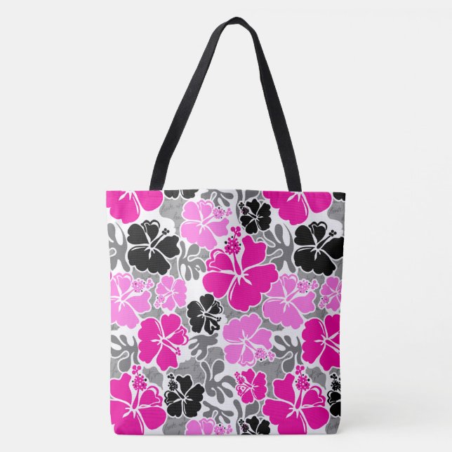 Akahai Hawaiian Hibiskus Tropical Floral Beach Bag (Vorderseite)