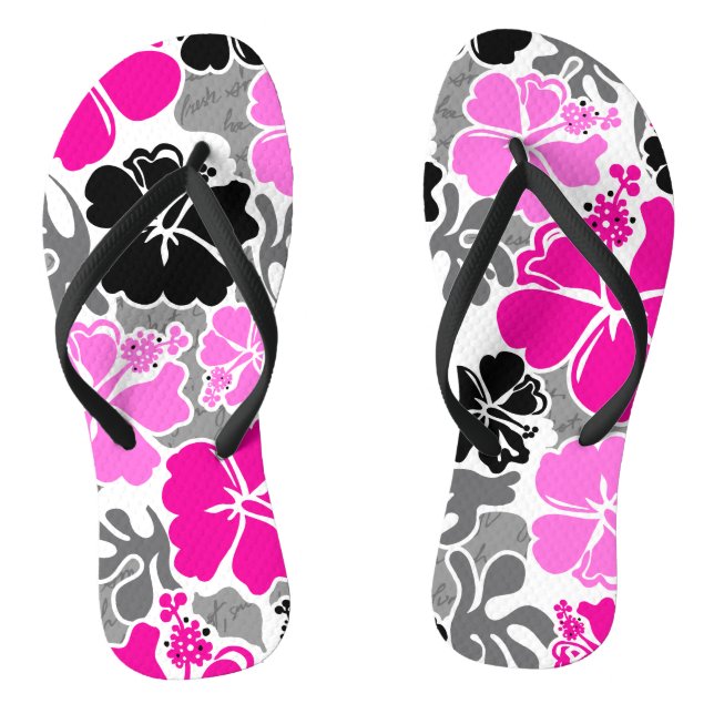 Akahai Hawaiian Hibiskus Tropical Floral Flip Flops (Fußbett)