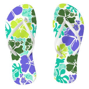 Akahai Hawaiian Hibiskus Tropical Floral Flip Flops