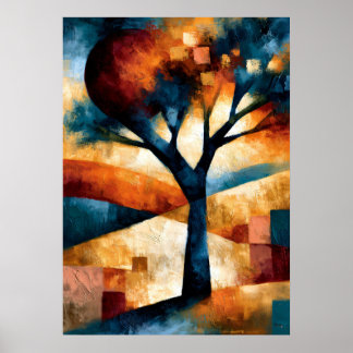 Akai Taiyō Tree Japanische geometrische Landschaft Poster