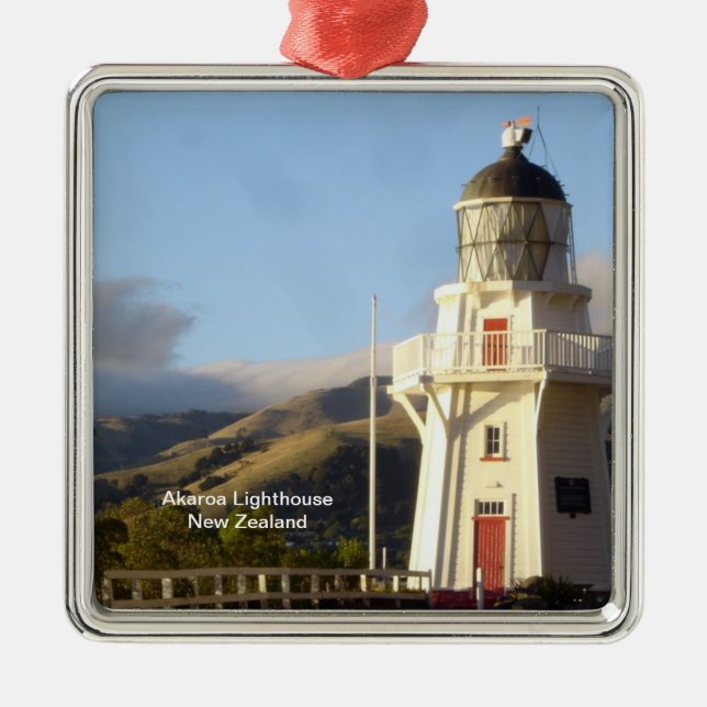 Akaroa Lighthouse, Neuseeland Ornament Aus Metall (Vorne)