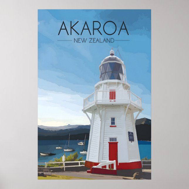 Akaroa Neuseeland Reiseplakat Poster (Vorne)