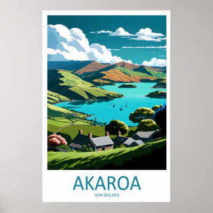 Akaroa Vintage-Reiseposter Skigebiet Nationalpark Poster