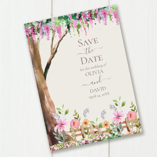 Akazie auf einer Wildblumenfeld-Save-the-Date-Kart Einladung