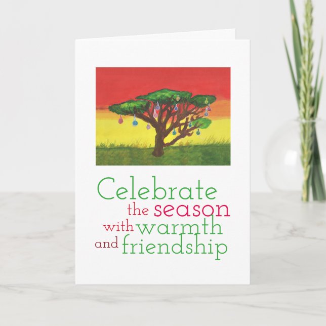 Akazien-Weihnachtsbaum Feiertagskarte (Vorderseite)