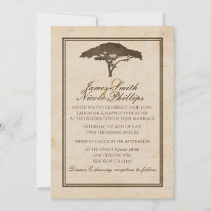 Akazienbaum Afrikanische Safari Vintage Hochzeit Einladung