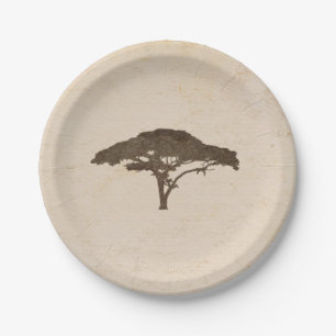 Akazienbaum Afrikanische Safari Vintage-Hochzeit Pappteller
