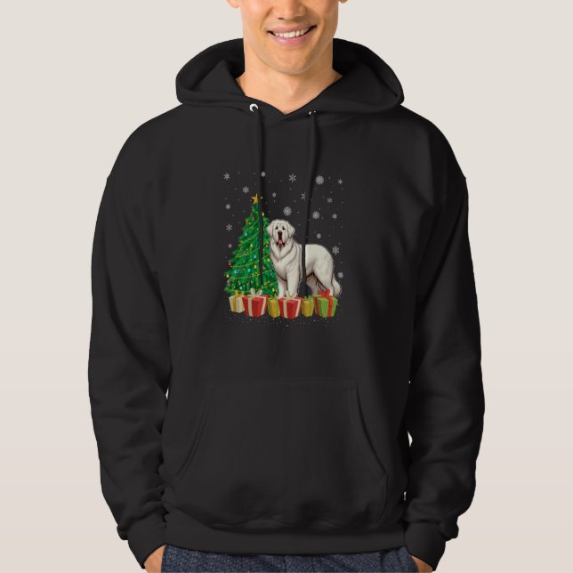 Akbash Dog Xmas Tree Lighting Weihnachtsmannmütze  Hoodie (Vorderseite)