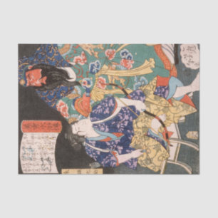 Ake Tamanosuke Sitzplatz bei Tsukioka Yoshitoshi Seidenpapier