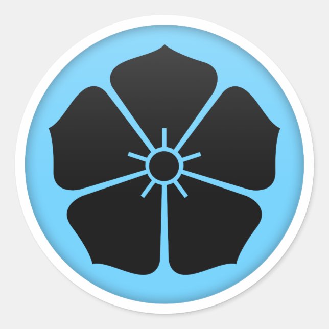 Akechi Clan Kamon Runder Aufkleber (Vorderseite)