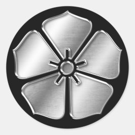 Akechi Clan Kamon Silver Chrome Runder Aufkleber