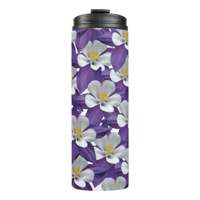 Akelei-Blumenmuster Thermosbecher (Vorderseite)