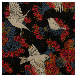 Akepa und Lehua Hawaiianisches Muster auf Linen Stoff