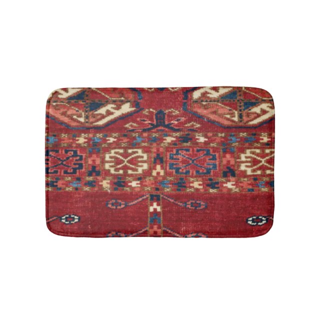 Akhal Oasis Red Band Blue Star Medallion  Badematte (Vorderseite)